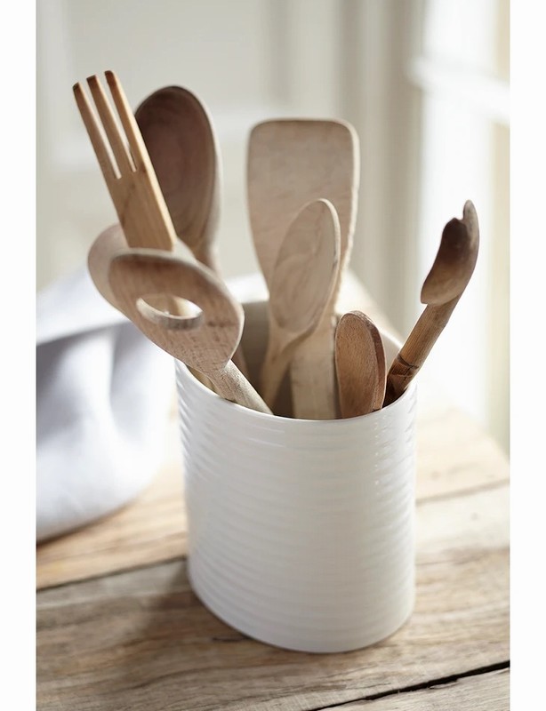 Large Oval Utensil Jar White - Image 3