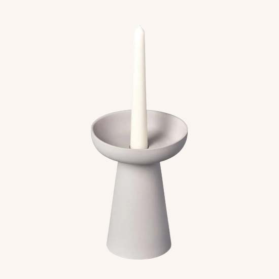 Porcini Grey Candle Holder Large – Matte Clay