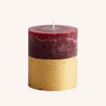 Figgy Pudding Scented Gold Dipped Pillar Candle
