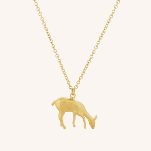 Grazing Doe Necklace Gold