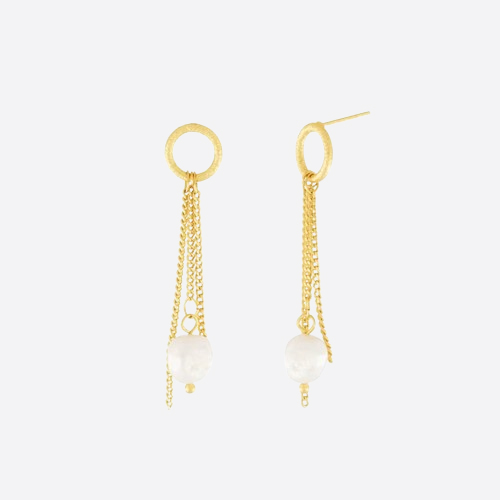Audrey Simple Glow Pearl Earrings Gold