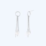 Audrey Simple Glow Pearl Earrings Silver