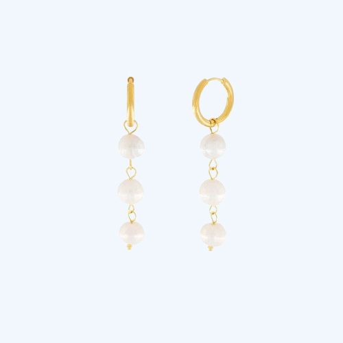 Joy Waterproof Long Pearl Chain Earrings Gold