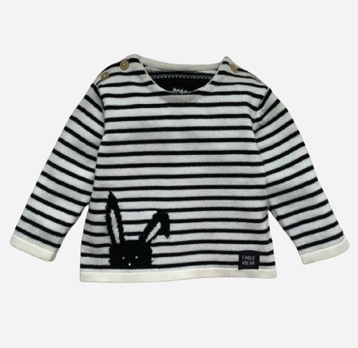 Hop To It Stripe Jumper Natural White/Black