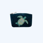 Turtle Conservation Marine Navy Velvet Coin Purse