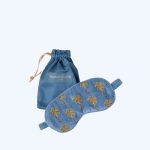 Sunset Palm Dusky Blue Velvet Eye Mask