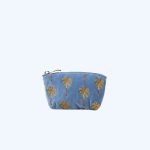 Sunset Palm Dusky Blue Velvet Coin Purse