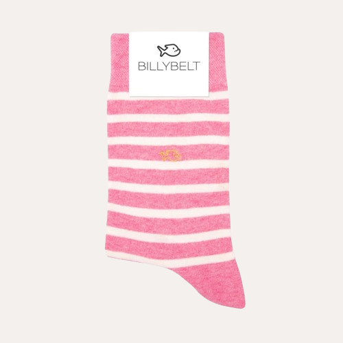 Cotton Socks Pink & Beige Wide Stripes