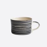 Handmade Mug Graphite Sgrafitto Stripe