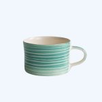 Handmade Mug Mint Sgrafitto Stripe