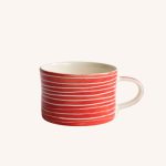 Handmade Mug Red Sgrafitto Stripe