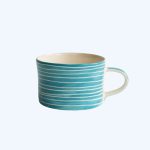 Handmade Mug Turquoise Sgrafitto Stripe