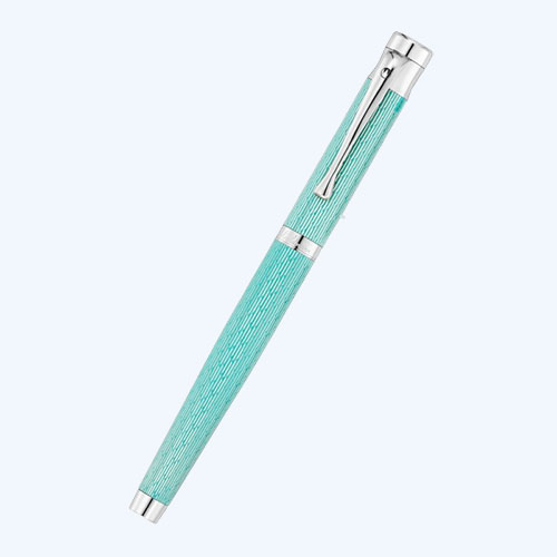 Tango Fountain Pen – Silver & Aquamarine