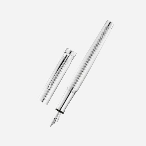 Tango Fountain Pen – Silver with Lines