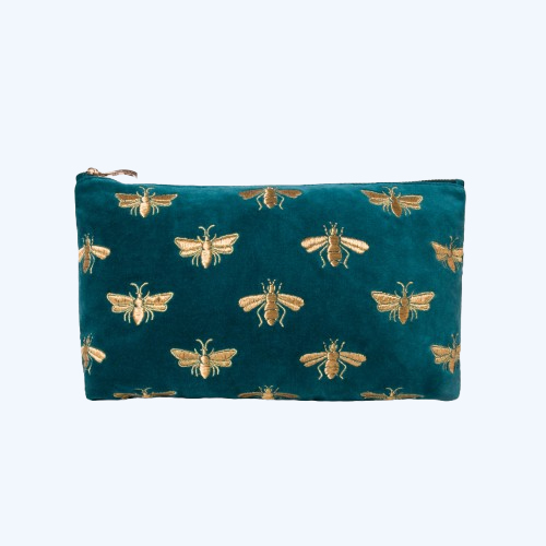 Honey Bee Rich Blue Velvet Everyday Pouch