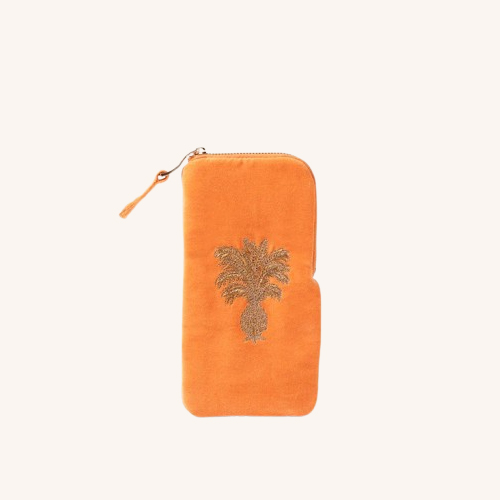 Pineapple Orange Velvet Glasses Case