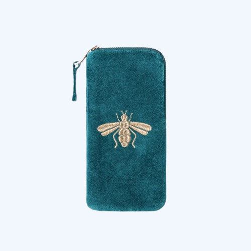 Honey Bee Rich Blue Velvet Glasses Case