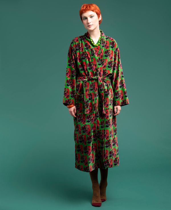 Velvet Bathrobe – Split Green