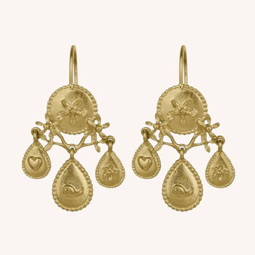 Gratitude for Nature Tiered Chandelier Earrings Gold