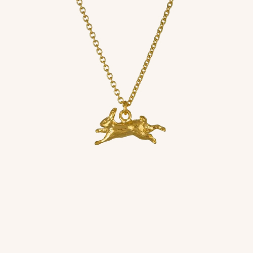 Leaping Rabbit Necklace Gold