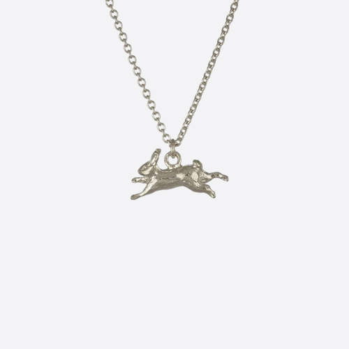 Leaping Rabbit Necklace Silver