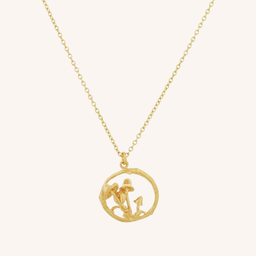 Mushroom Patch Loop Necklace Gold