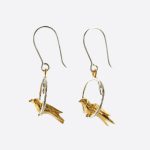 Tiny Bird Loop Earrings Gold & Silver