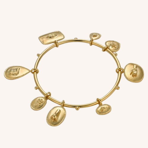 Sensory Devotion Large Charm Bangle Gold