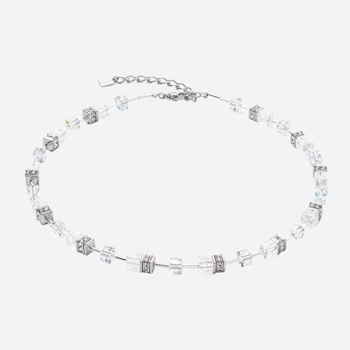 Geo Cube Iconic Nature Necklace Silver-White