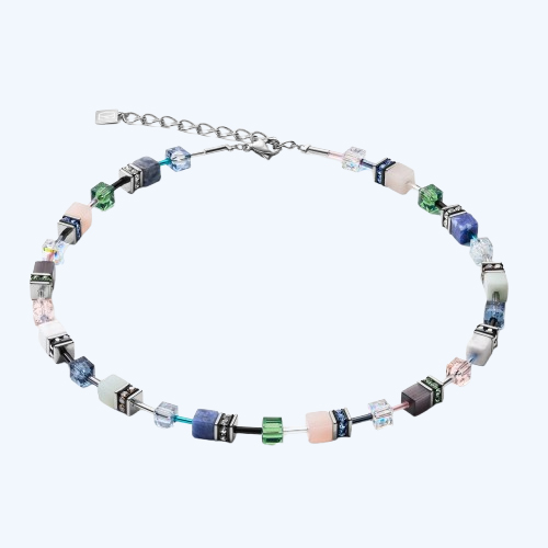 Geo Cube Crystals & Gemstones Necklace Blue-Green