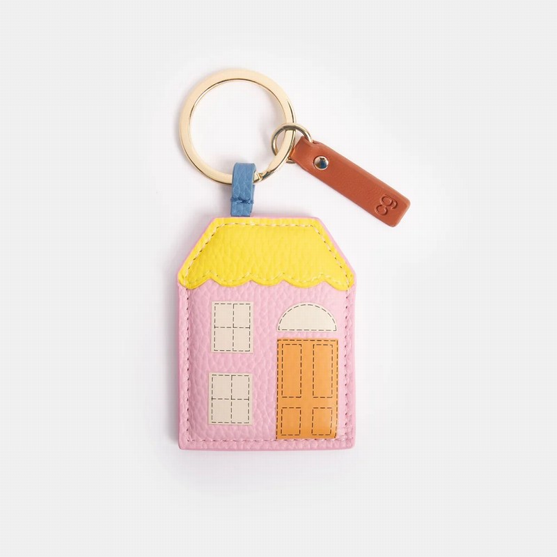 Pink & Yellow House Novelty Keyring