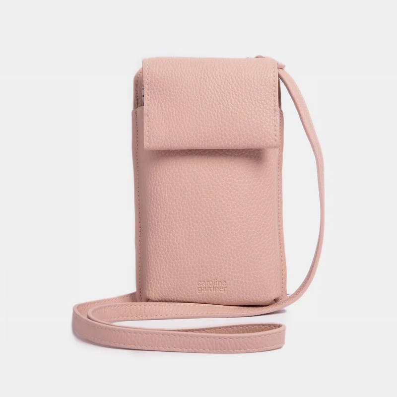 Pink Vegan Leather Phone Bag