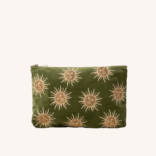 Sun Goddess Fern Green Velvet Everyday Pouch