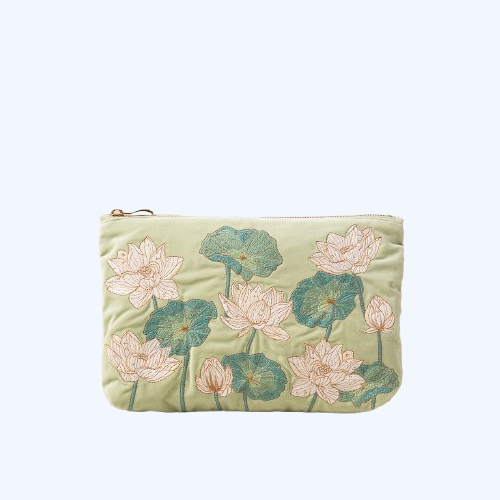 Lotus Celadon Velvet Everyday Pouch