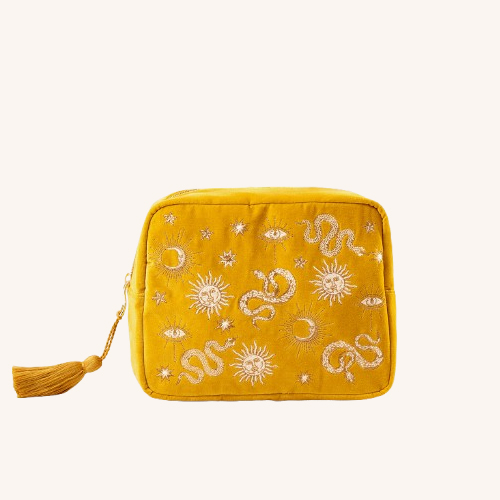 Alchemy Mustard Yellow Velvet Wash Bag