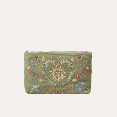 Earth Goddess Olive Velvet Everyday Pouch