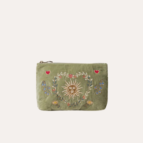 Earth Goddess Olive Velvet Mini Pouch