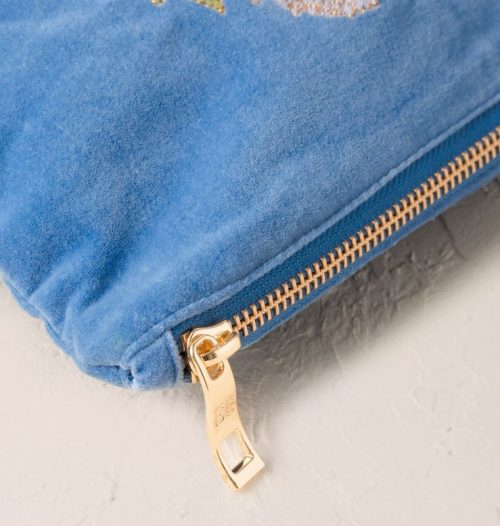Floral Sun Goddess Cornflower Blue Velvet Everyday Pouch - Image 3
