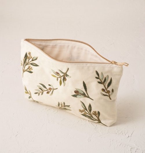 Olive Branch Cream Canvas Everyday Pouch - Image 3