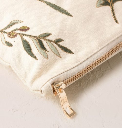 Olive Branch Cream Canvas Everyday Pouch - Image 2