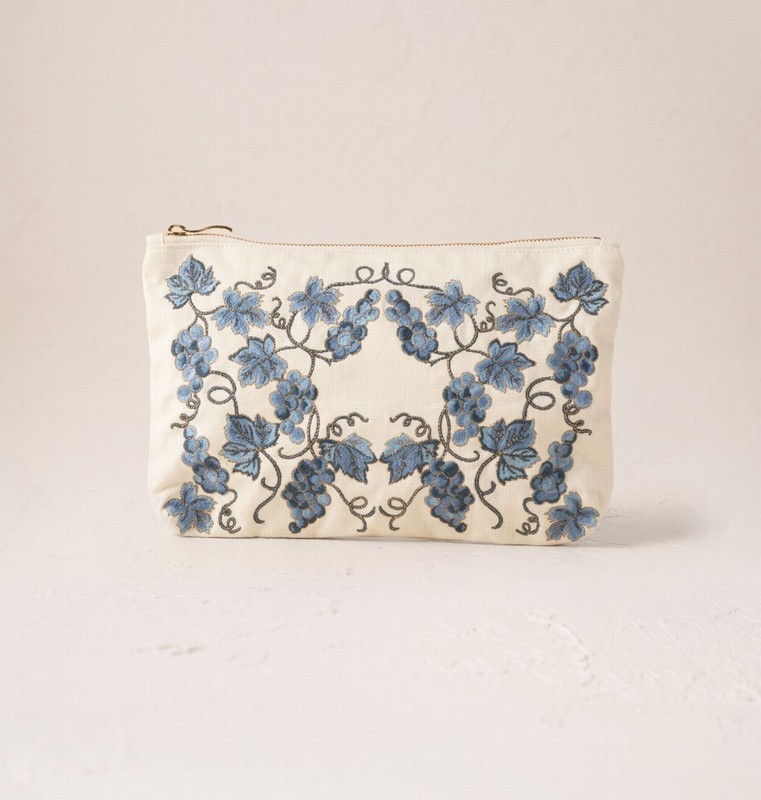 Grapevine Cream Canvas Everyday Pouch