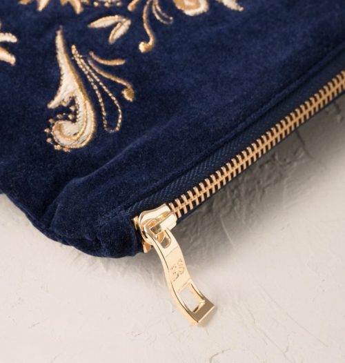 Provencale Bee Navy Velvet Everyday Pouch - Image 2