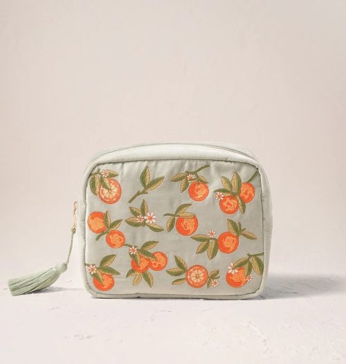 Orange Blossom Sage Velvet Wash Bag