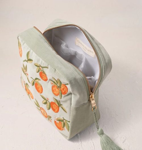 Orange Blossom Sage Velvet Wash Bag - Image 3