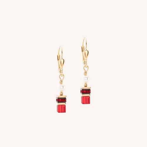 Sparkling Princess Gold and Red Earrings