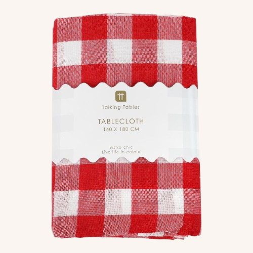 Red Gingham Fabric Tablecloth
