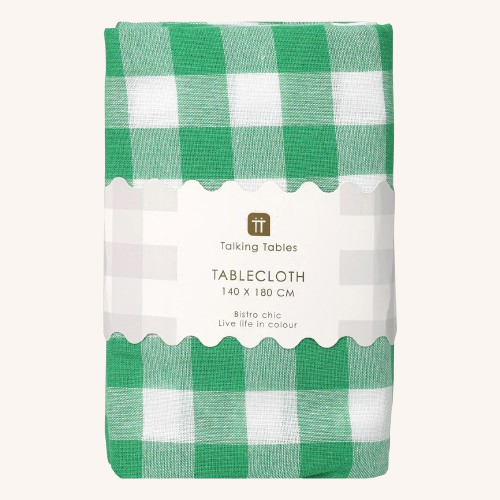Green Gingham Fabric Tablecloth