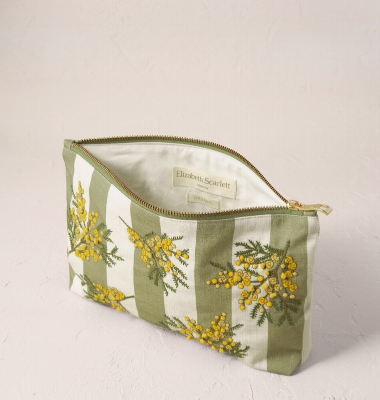 Mimosa Stripe Green Cotton Everyday Pouch - Image 3
