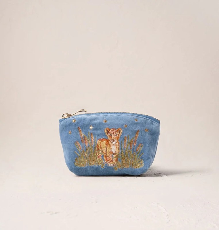 Lion Pride Dusky Blue Velvet Coin Purse