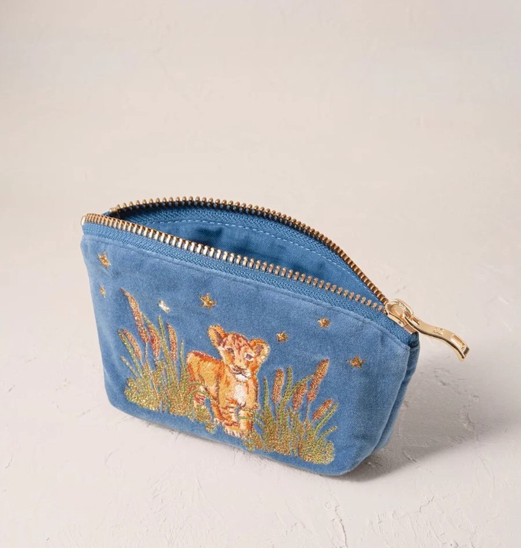 Lion Pride Dusky Blue Velvet Coin Purse - Image 3